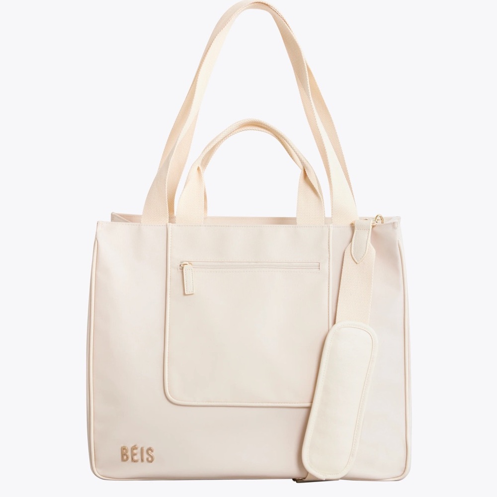 BEIS Cream-White Tote Bag with Front Pocket - Picture 9 of 9